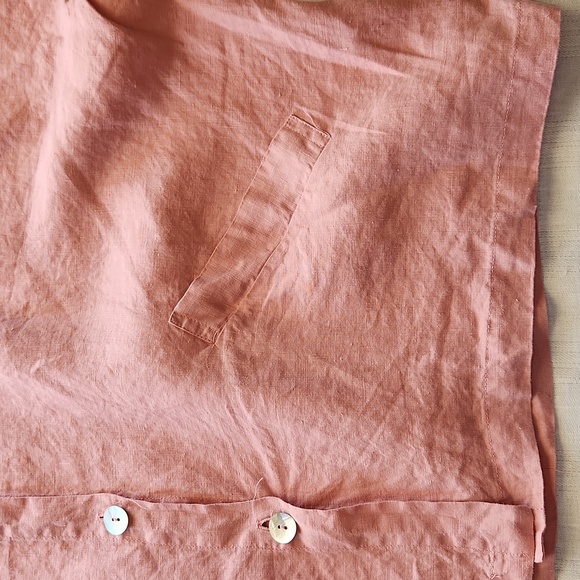 NWT BRYN WALKER oversized salmon linen button down long sleeve top, size large - Picture 6 of 8